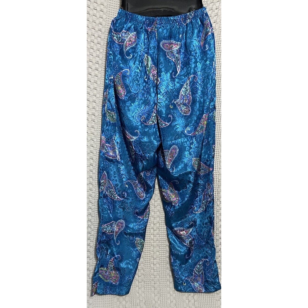 Vintage pajama set Inner Most Robe And Pant Blue Paisley Size Small - Picture 6 of 9